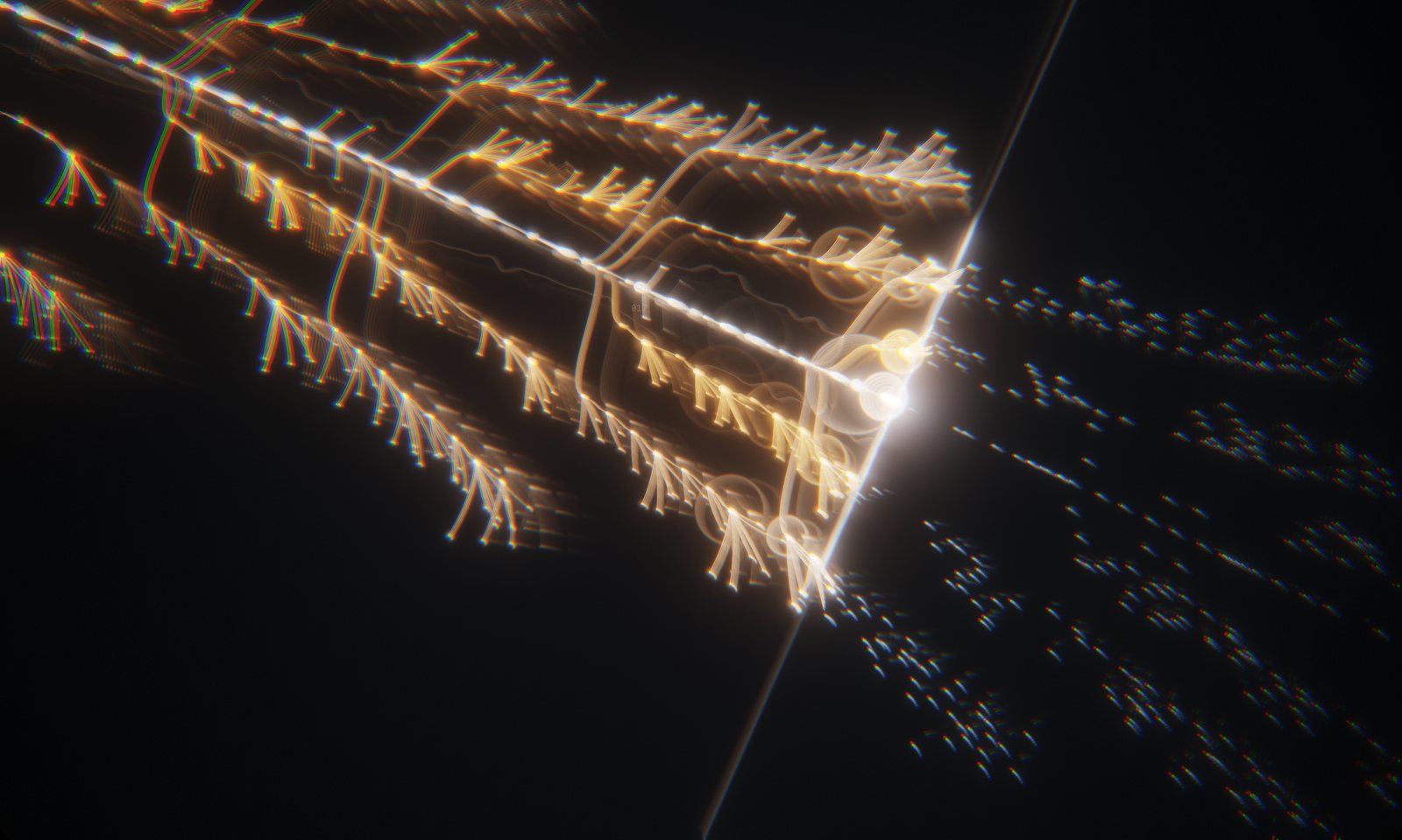 Transients from different frequency bands branching out from the beat trunk